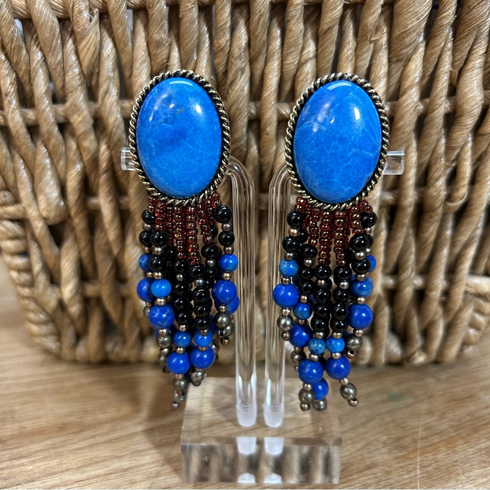 LAPIS BLUE 80’s DANGLE EARRINGS